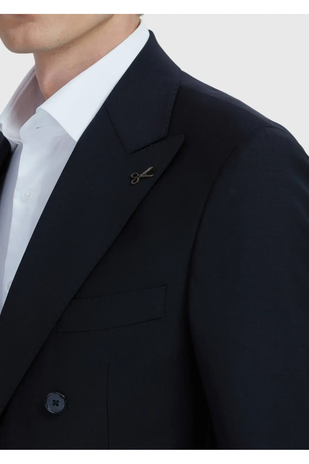 Ramsey  Siyah Düz Zeroweight Slim Fit Yün Karışımlı Takım Elbise - Görsel 6