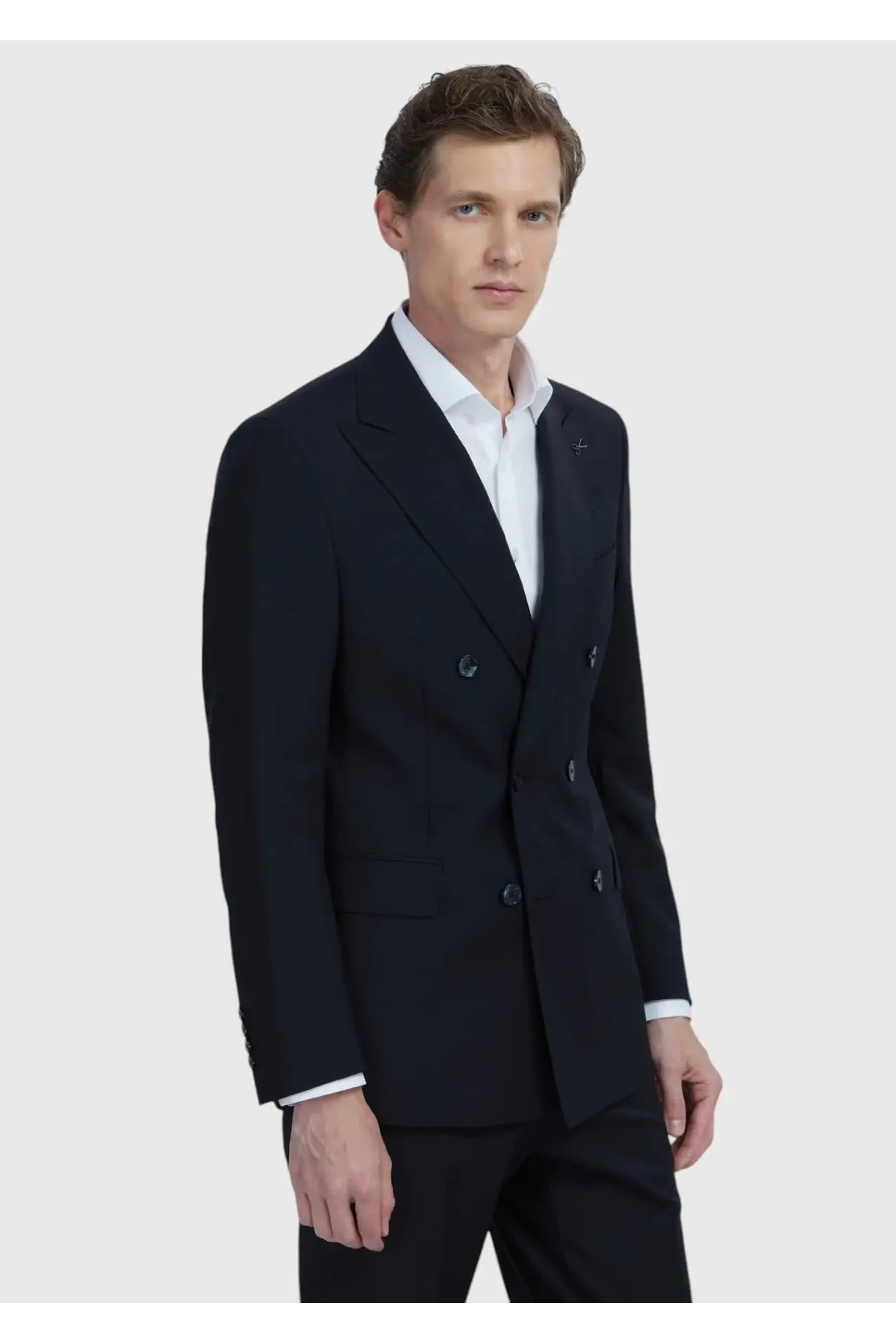 Ramsey  Siyah Düz Zeroweight Slim Fit Yün Karışımlı Takım Elbise - Görsel 4