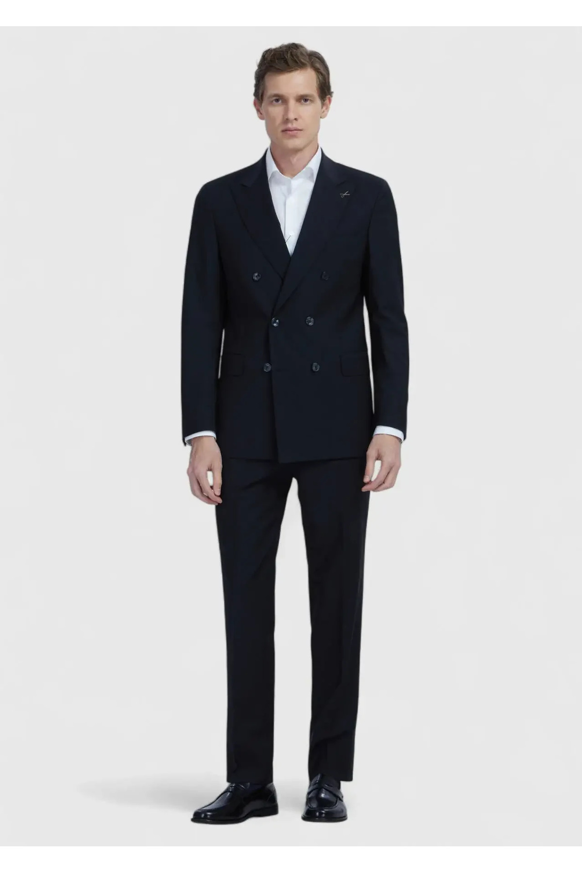 Ramsey  Siyah Düz Zeroweight Slim Fit Yün Karışımlı Takım Elbise - Görsel 3