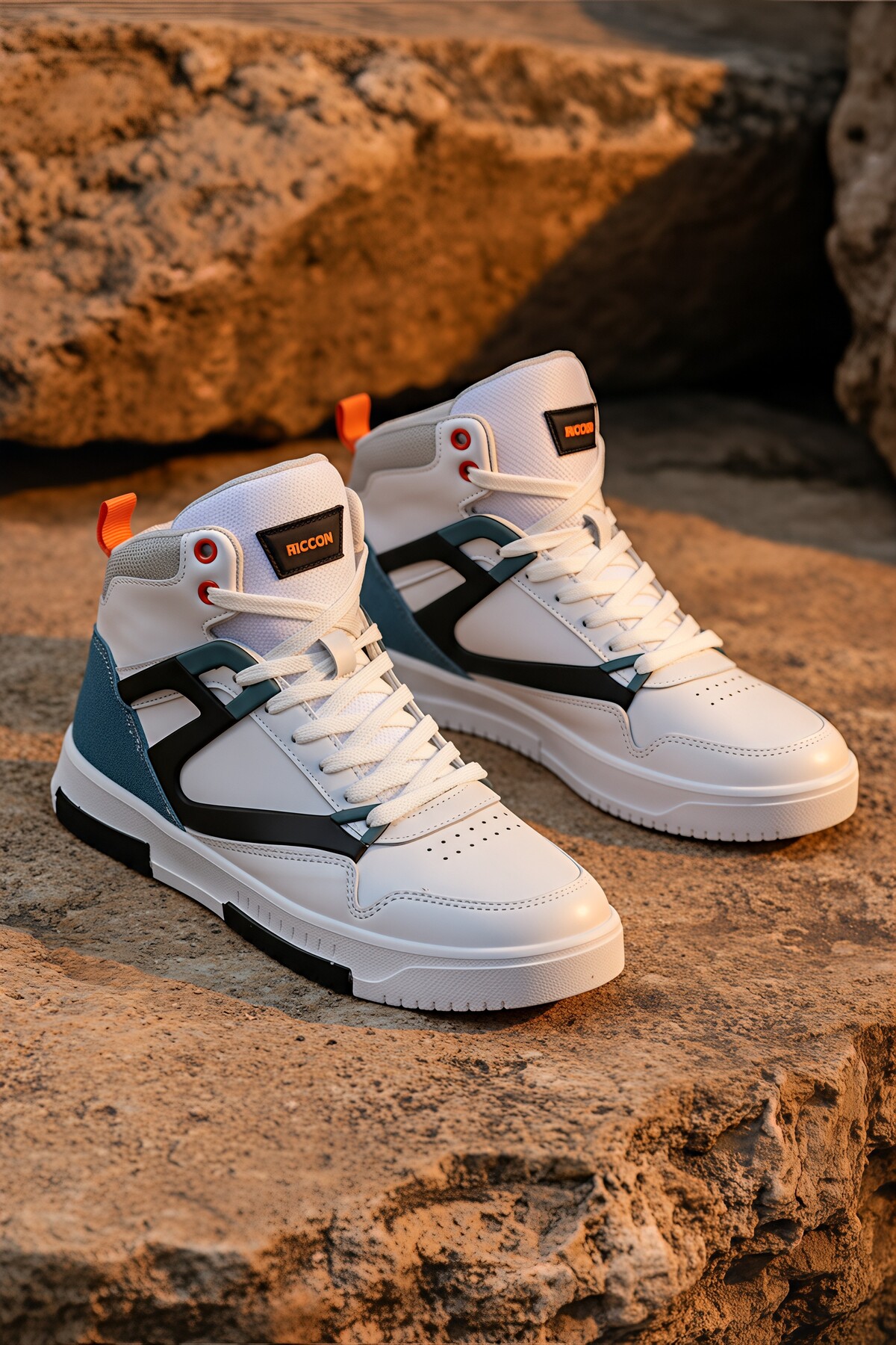 Riccon  Erkek Comfort Sneaker Bot 001263 Beyaz Petrol - Görsel 2