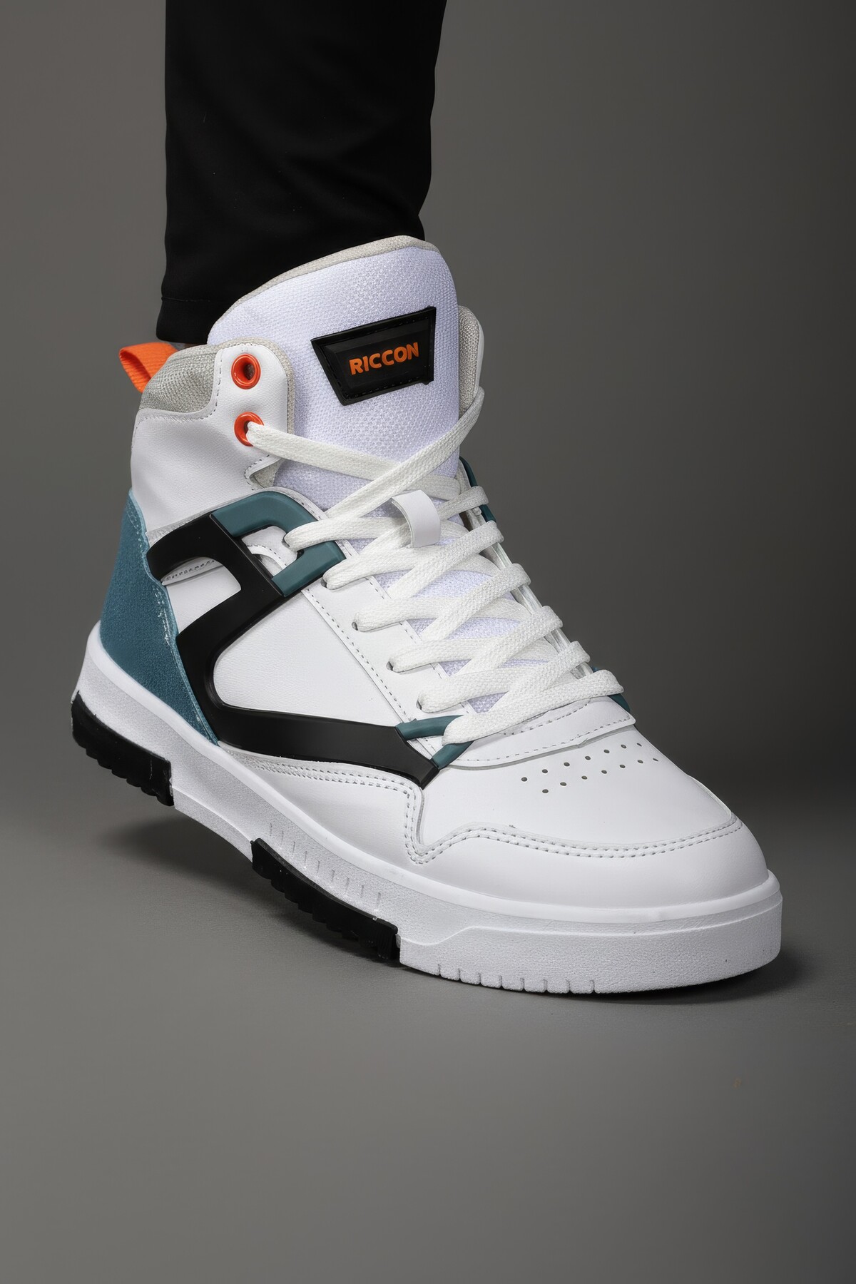 Riccon  Erkek Comfort Sneaker Bot 001263 Beyaz Petrol - Görsel 3