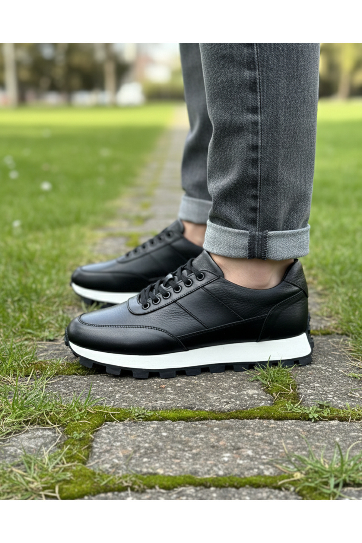Caffcas Hakiki Deri Siyah Spor Casual Erkek Ayakkabı Torr-01