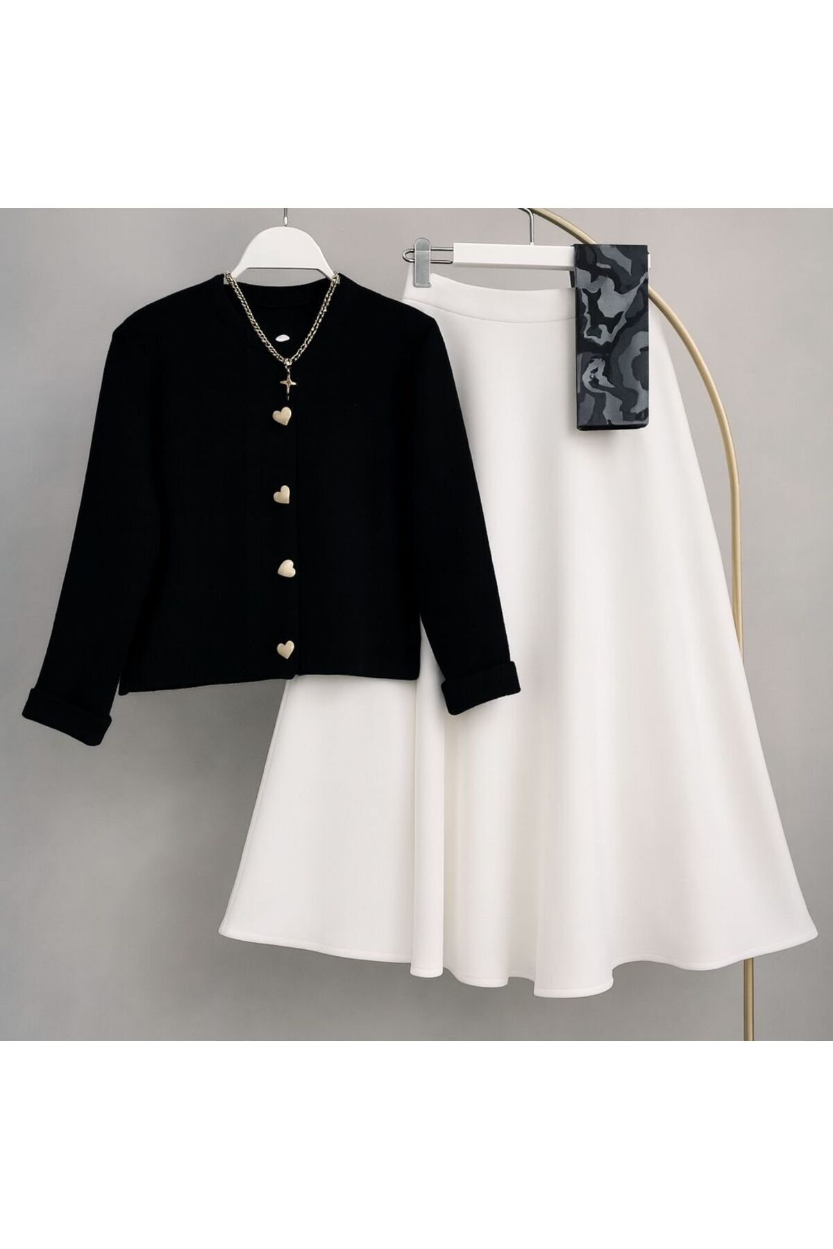 MODA VEDAT KADIN TRİKO HIRKA - PUF SCUBA ETEKLİ TAKIM