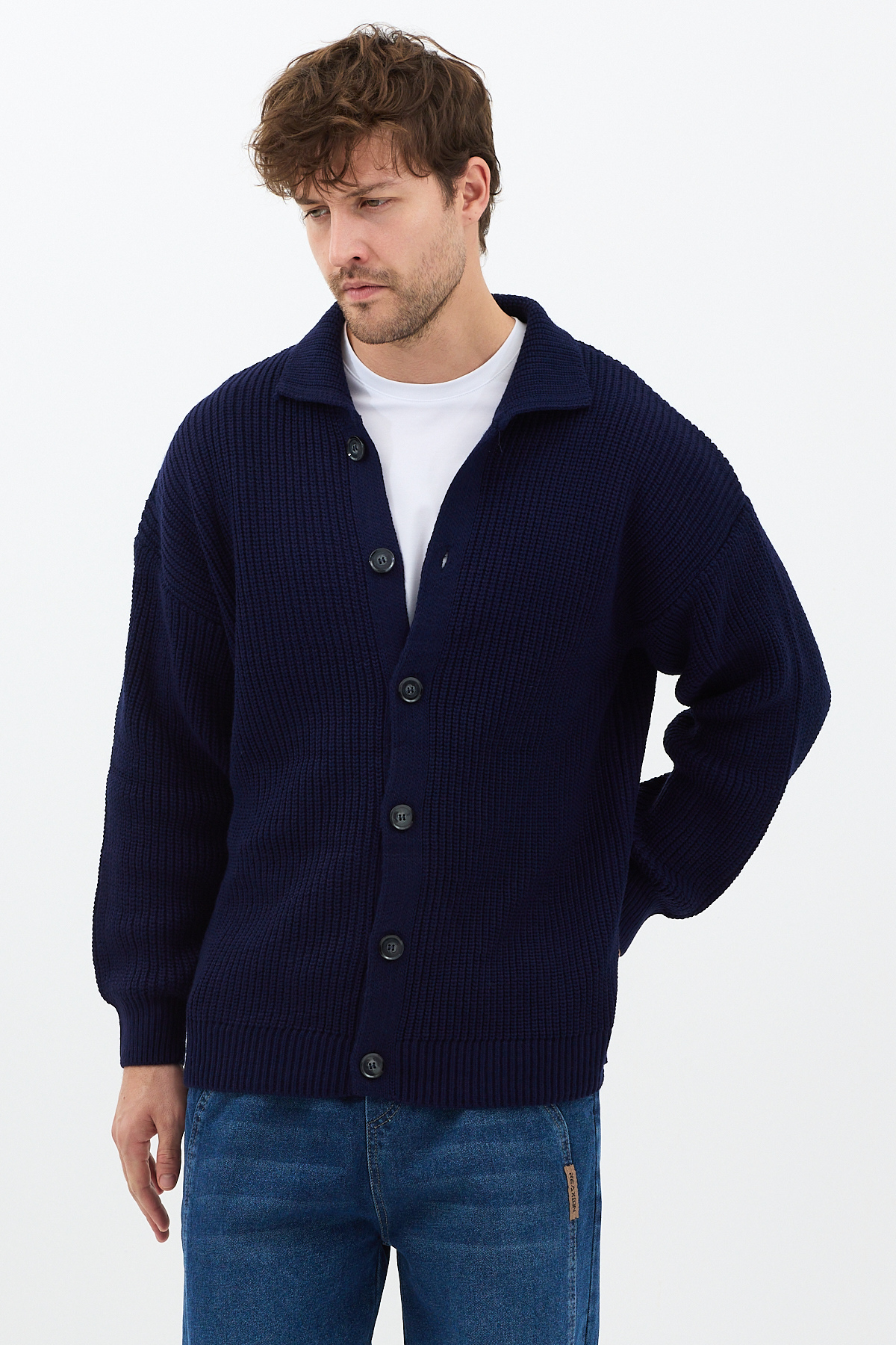 Tarz Cool Lacivert Düğme Detaylı Regular Fit Hırka görsel 5