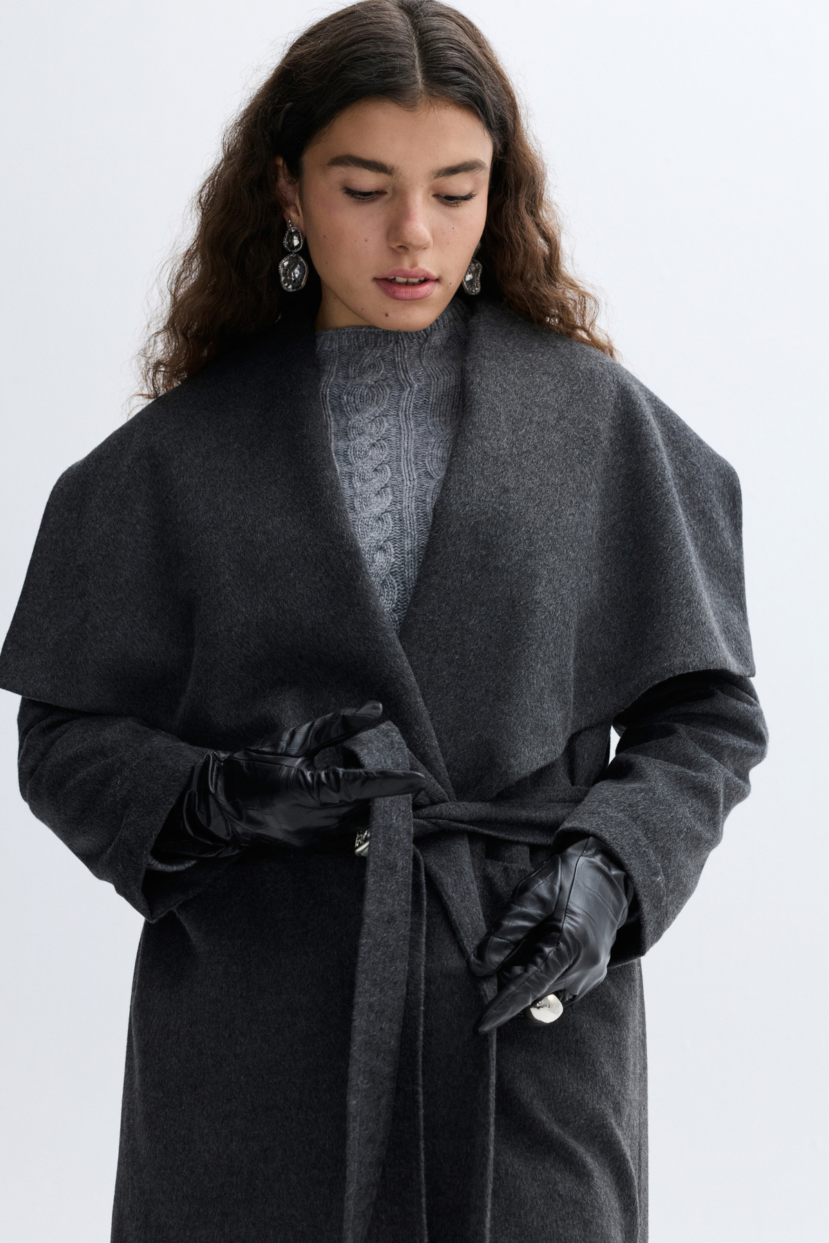 Mudo  OVERSIZE KEMERLİ UZUN PALTO - Görsel 3