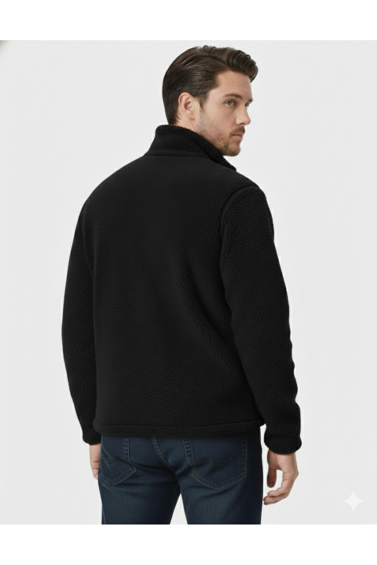 VEGA PORT Unisex Peluş Tam Fermuarlı 2 Cepli İçi Polarlı Sweatshirt Siyah görsel 3