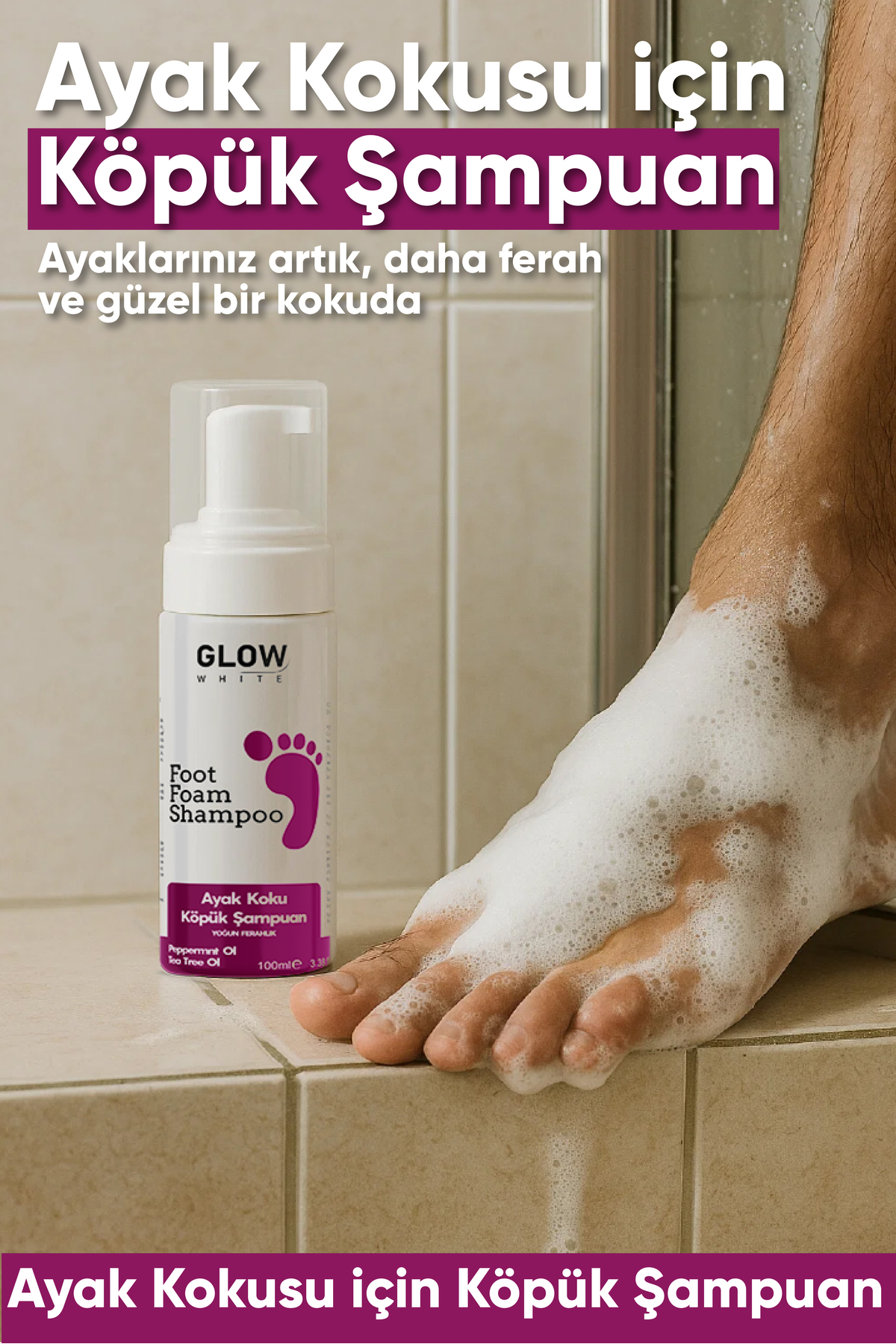 Ayak Koku Giderici Köpük Şampuan – Doğal Çay Ağacı ve Nane Yağı Özlü (100 ml) — G-AYAKSAMPUAN-1 — تصویر 3 از 6