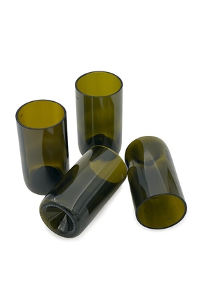 Reglasstic Sip & Sustain – El Yapımı Upcycle 4'lü Cam Bardak Seti (Koyu Yeşil...