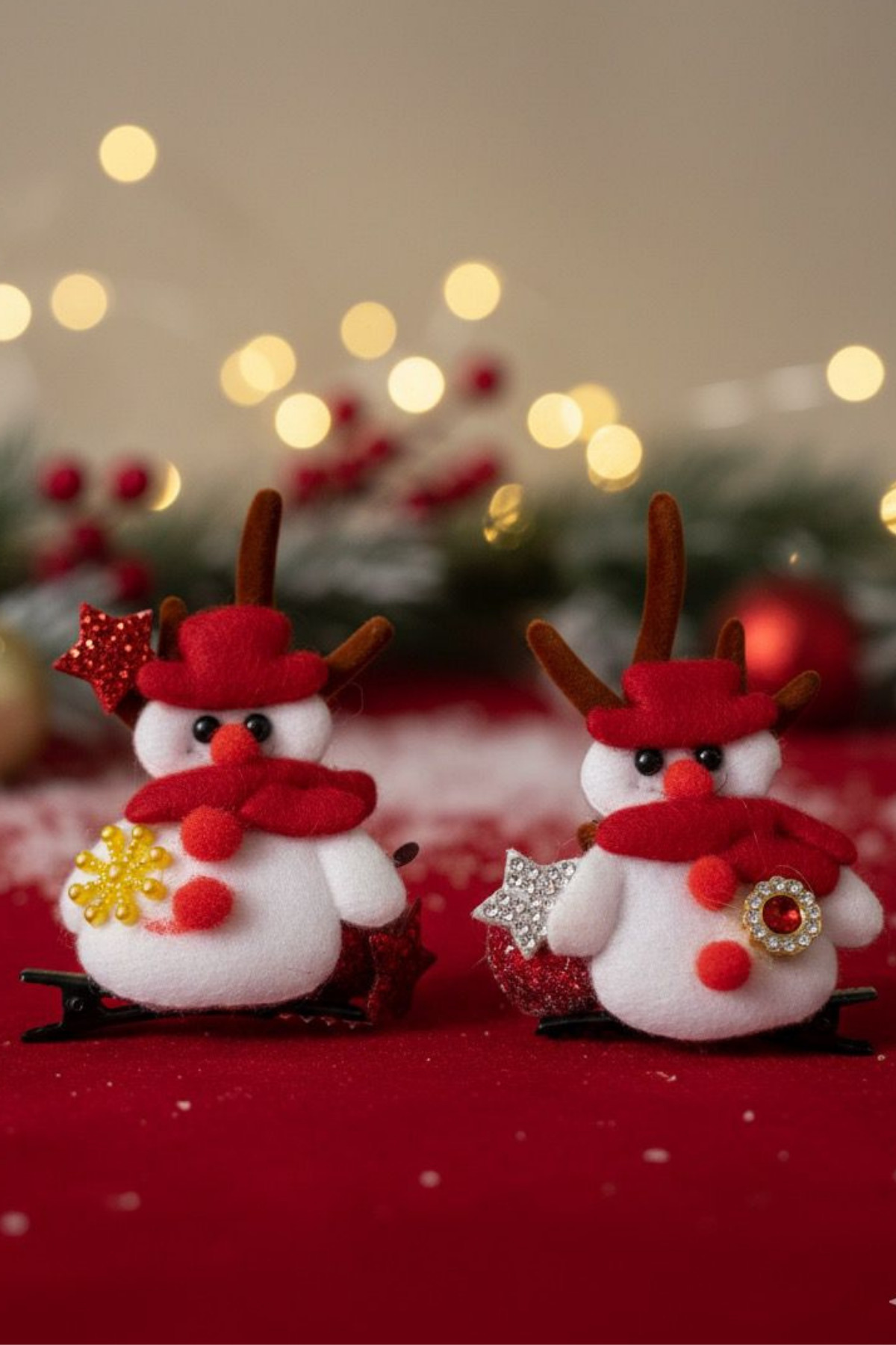 Christmas Clamp Buckle with Santa Claus and Reindeer Horn 2pcs Set
