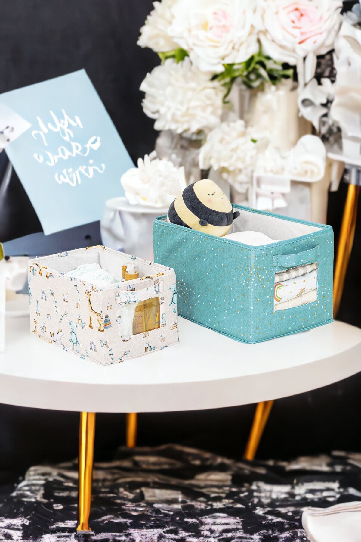 Milenay Anne Bebek 2'li Pencereli Düzenleyici Kutu, Bebek Odası Düzenleyici, Mavi Renk fotoğrafı 2 (önizleme)