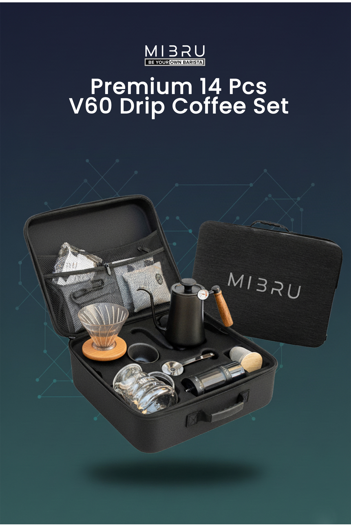 مجموعة ماكينة صنع القهوة بالتنقيط V60 مع حقيبة أدو...