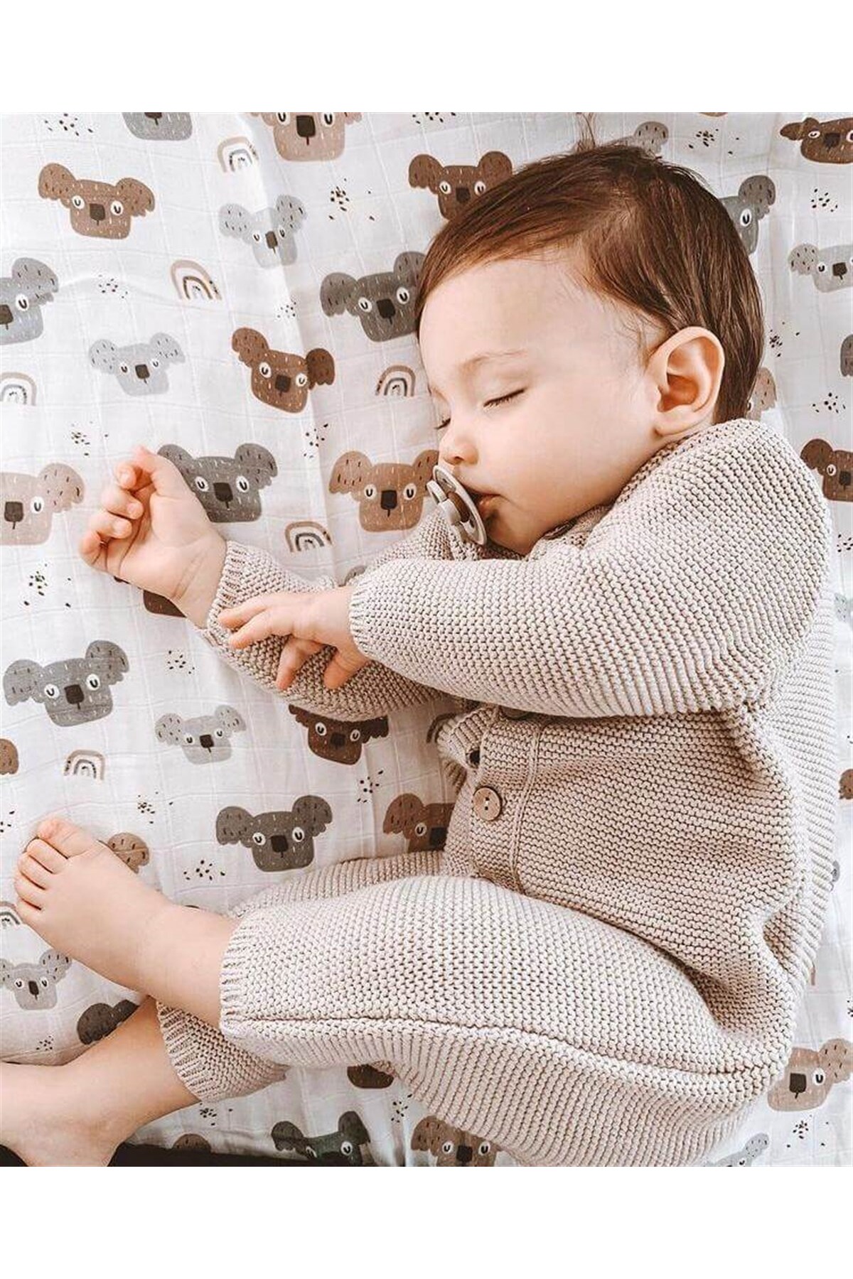 Minora Şık Bebek Bej Triko Linksli Tulum fotoğrafı 5 (önizleme)