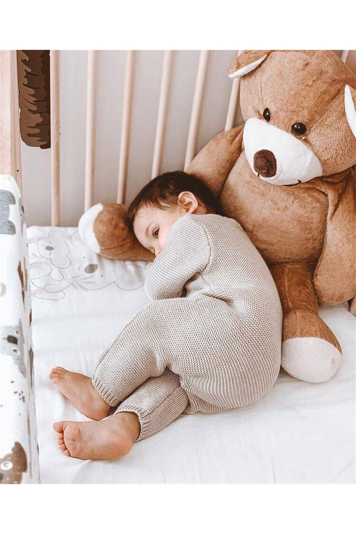 Minora Şık Bebek Bej Triko Linksli Tulum fotoğrafı 7 (önizleme)