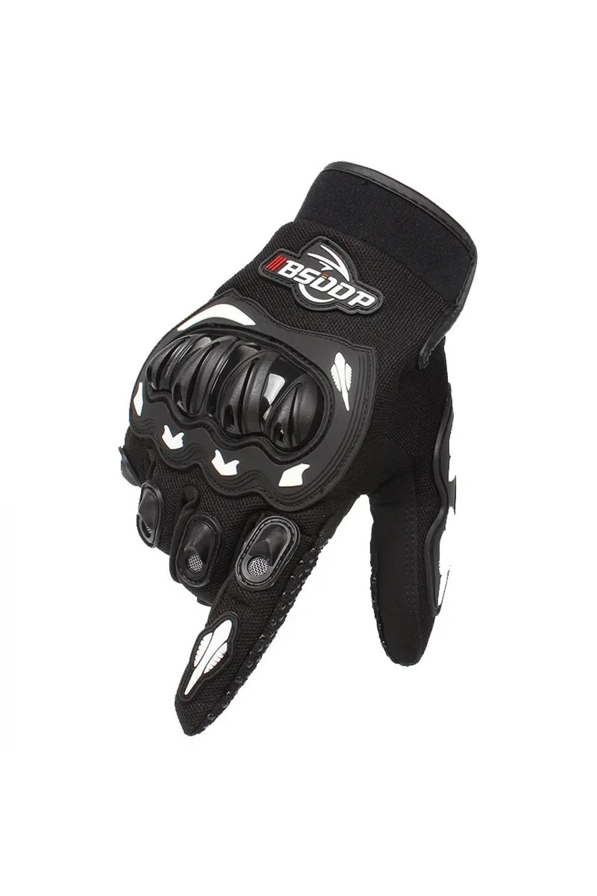 Schulzz Unisex Siyah Profesyonal Korumalı Motosiklet Eldiveni Dokunmatikli Motorsiklet Large