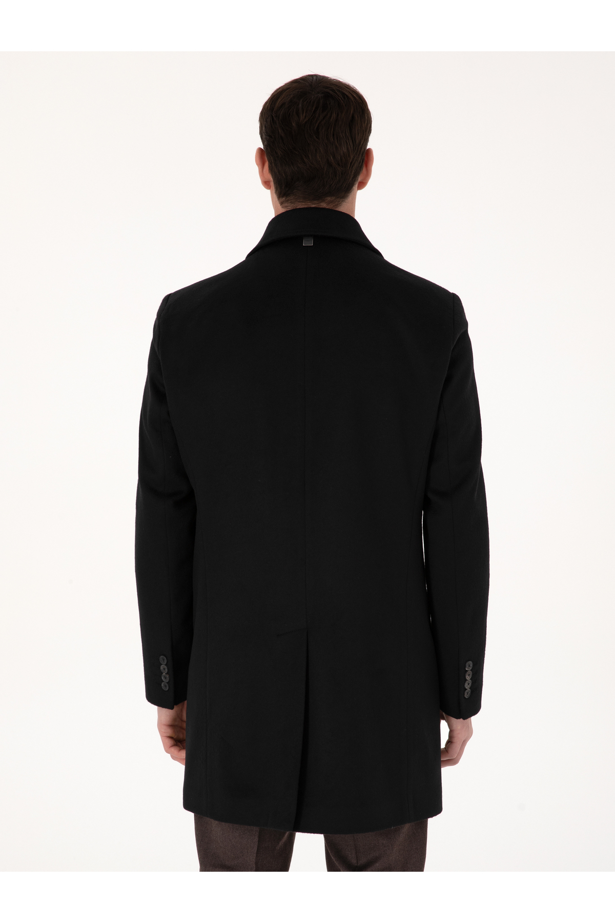 Cacharel Siyah Slim Fit Yün Kaşmir Karışımlı Palto 50315262-VR046 görsel 5