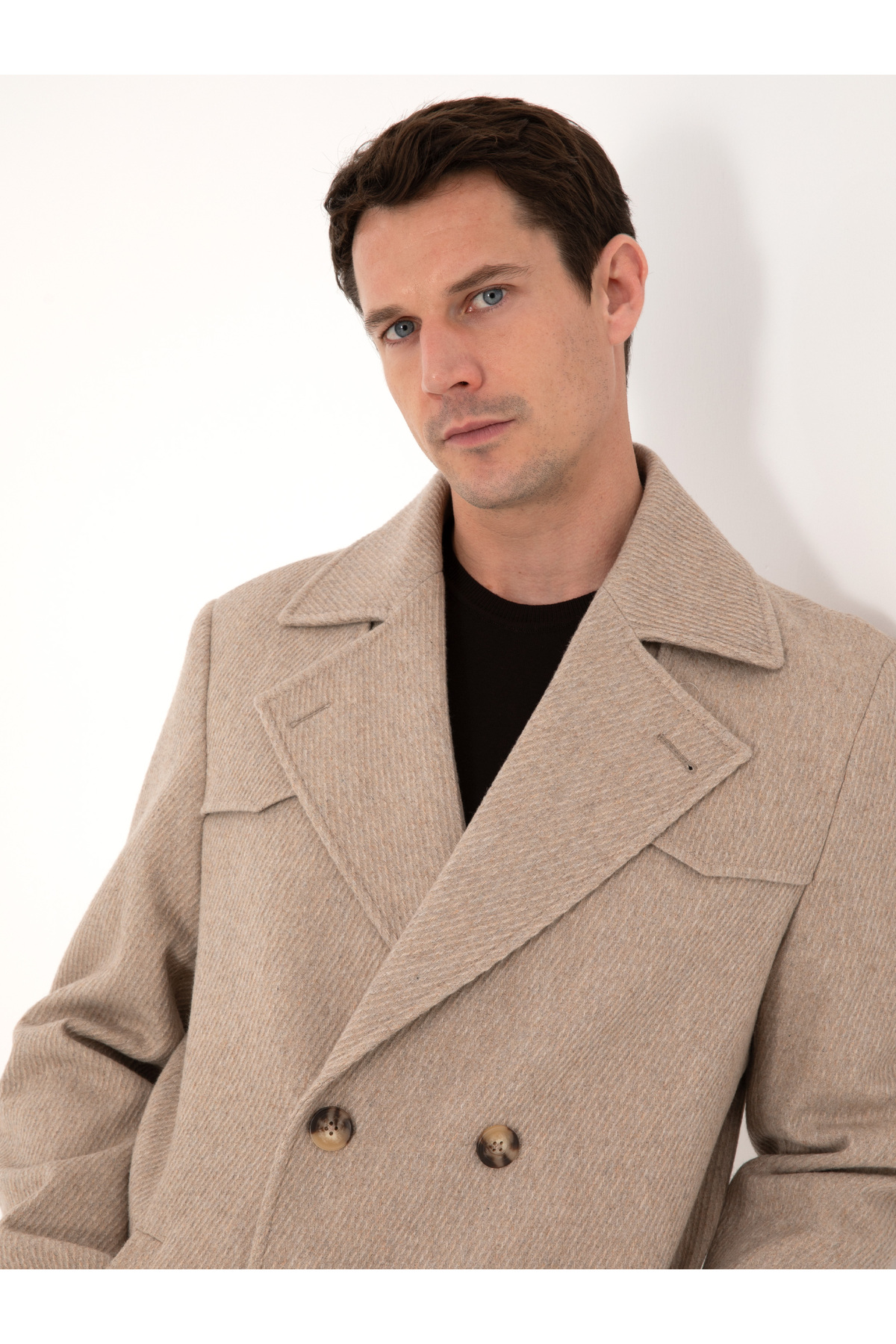 Cacharel  Bej Regular Fit Yün Karışımlı Kaban Kaşe 50311634-VR011 - Görsel 2