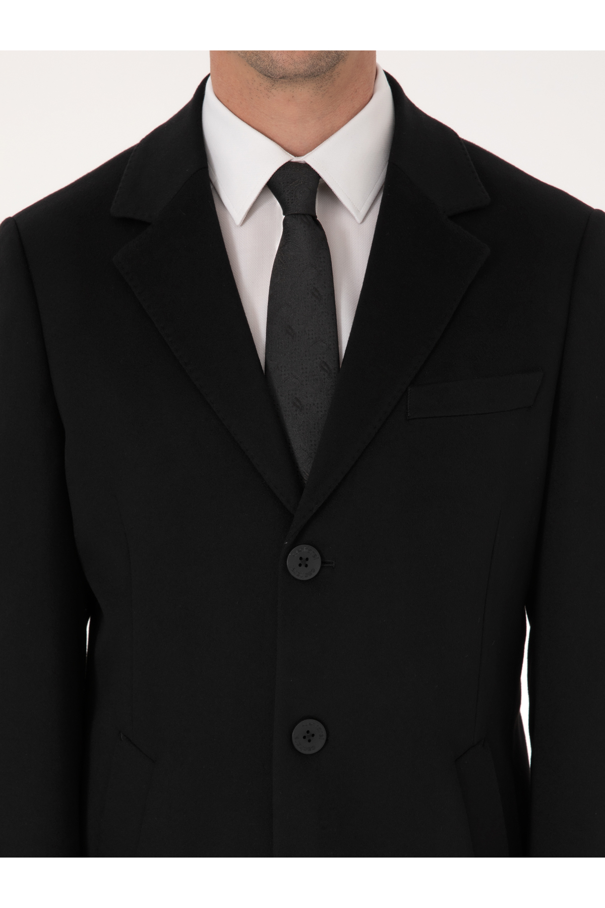 Cacharel  Siyah Slim Fit %100 Kaşmir Palto 50314889-VR046 - Görsel 7