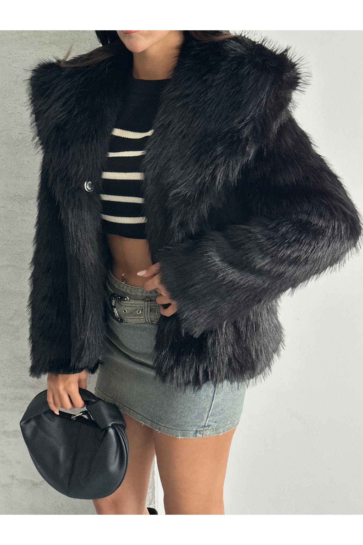 modazoom Yumuşak Dokunuşlu Oversize Premium Kürk Peluş Mont görsel 2