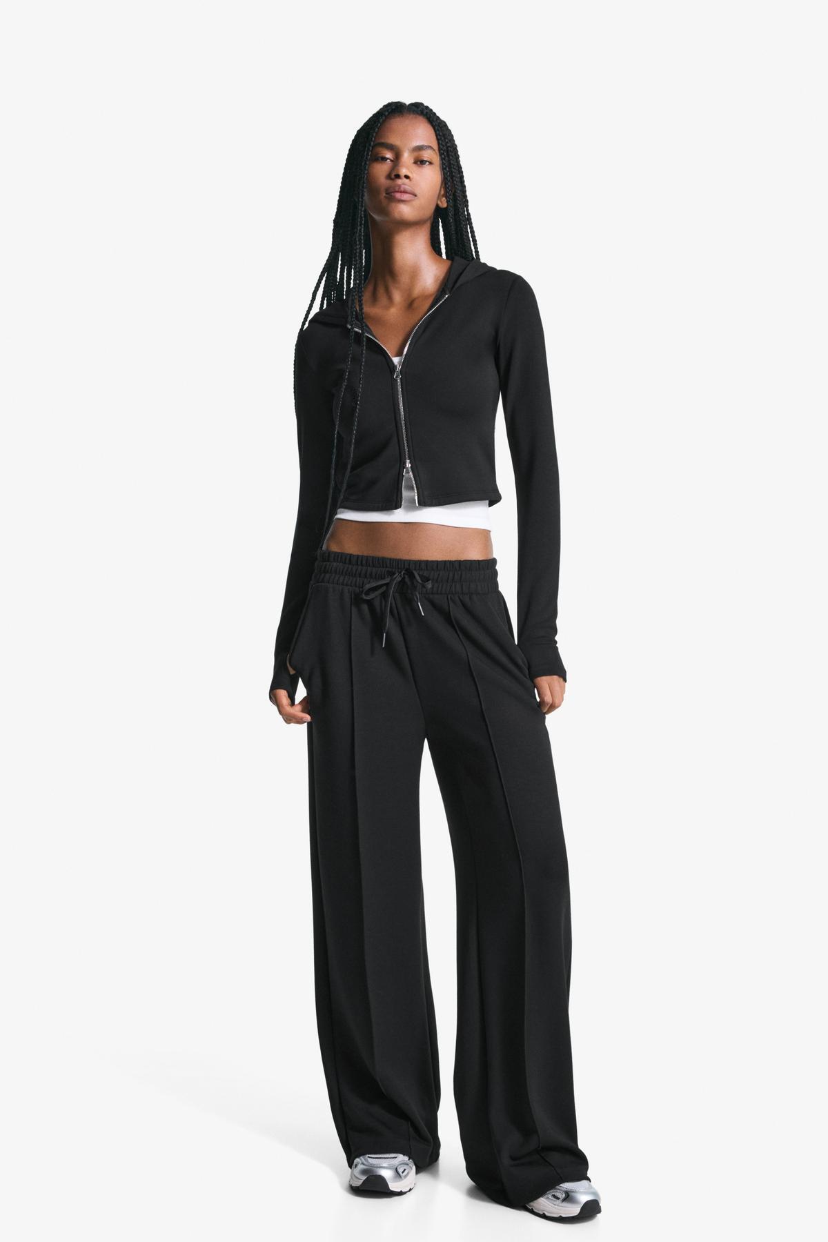 Bershka  Modal yumuşak fermuarlı kapüşonlu sweatshirt - Görsel 4