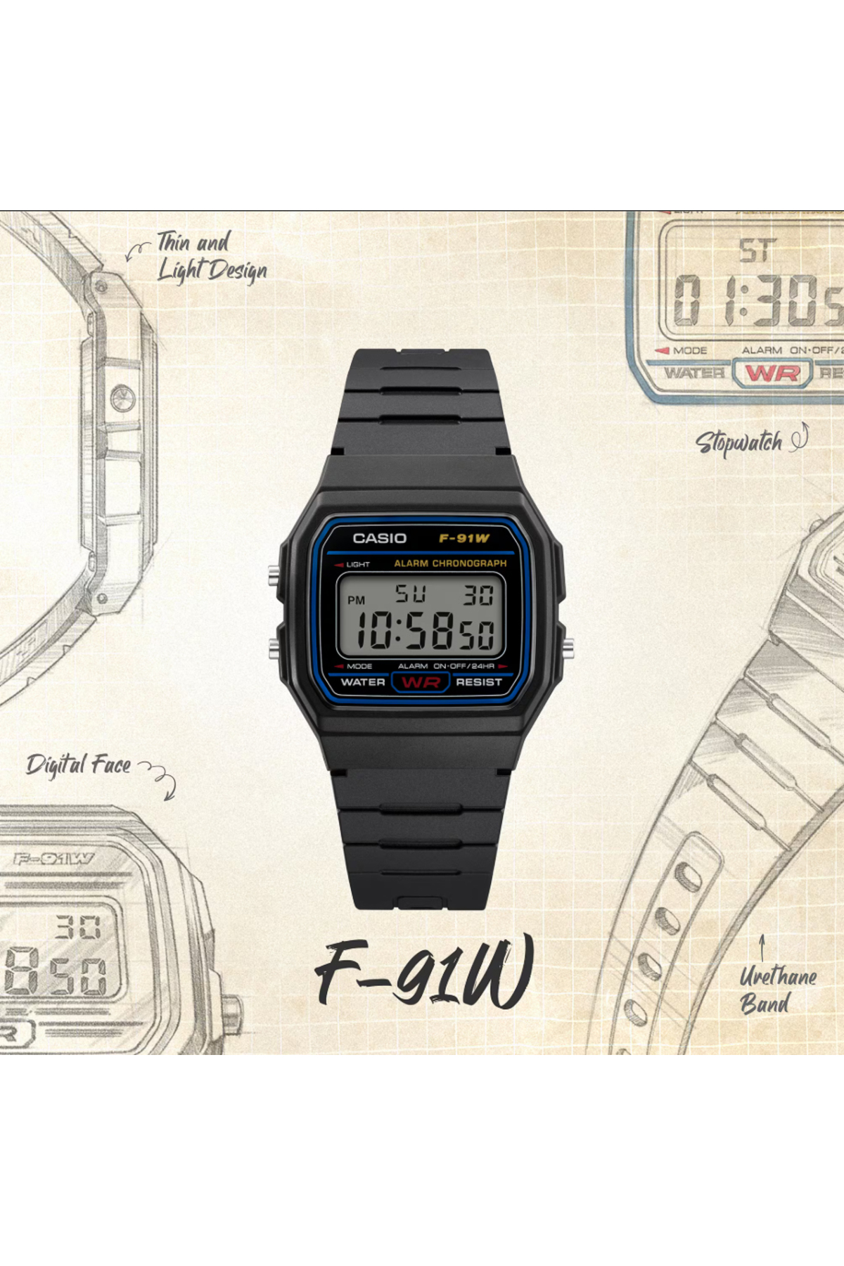 Casio F-91W-1DG Kol Saati görsel 6
