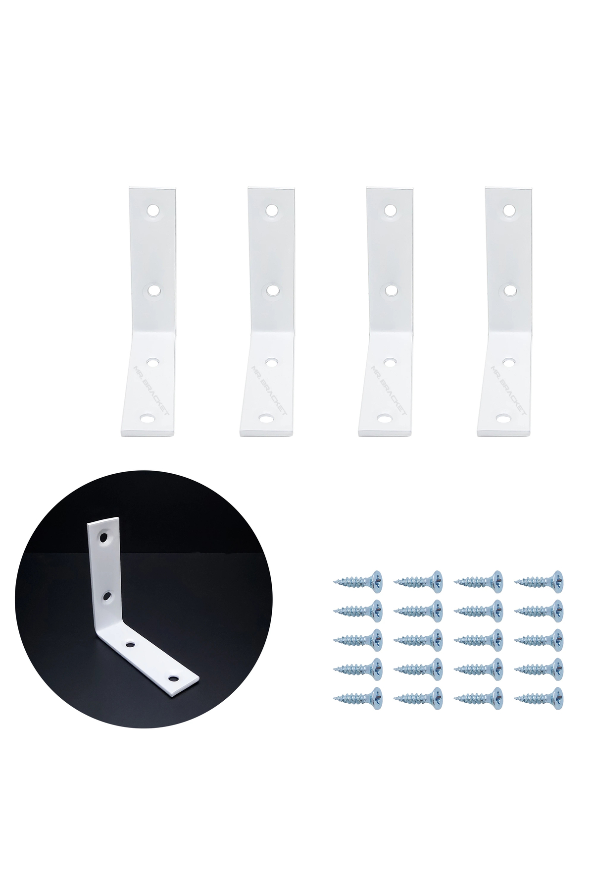 5.5 x 5.5 cm - 4 pcs. White L Iron Miter Angle-Furniture Wardrobe Corner Joining Connection Apparatus
