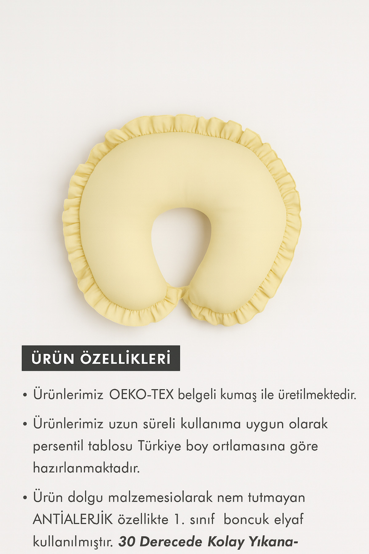 Jaju Baby Sarı Fırfırlı Emzirme Yastığı / Destek Minderi fotoğrafı 2 (önizleme)