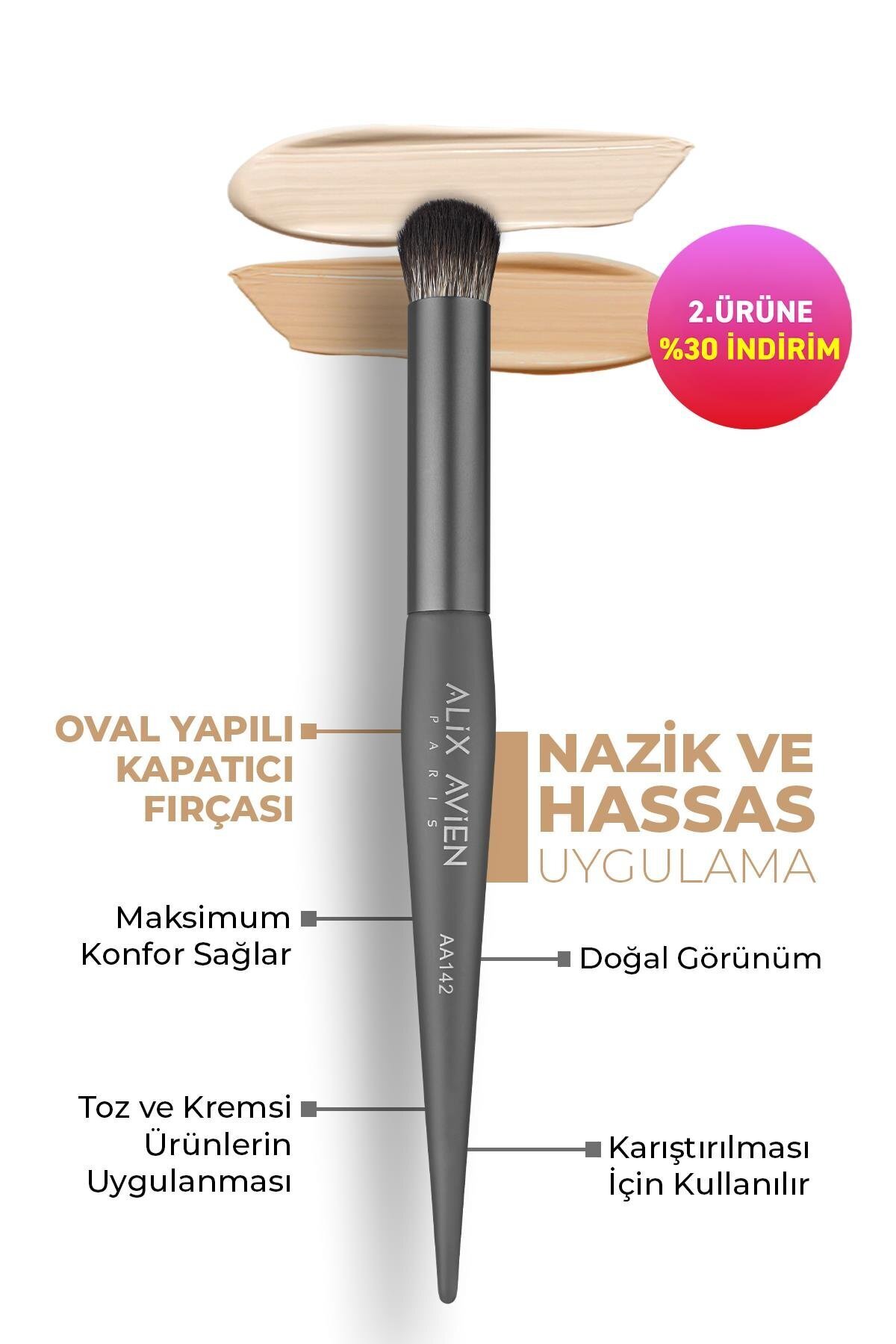 Alix Avien Oval Yapılı Kapatıcı Fırçası - Round Brush AA142