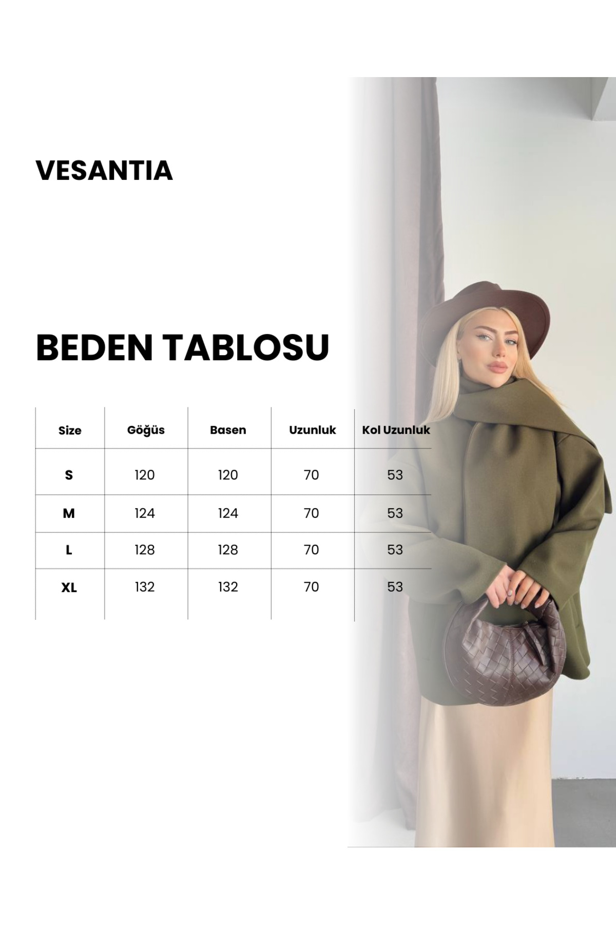 ParlaMira  Kadın Taş Rengi Şal Detaylı Pamuksu Dokulu Premium Kaşe Kaban - Görsel 3