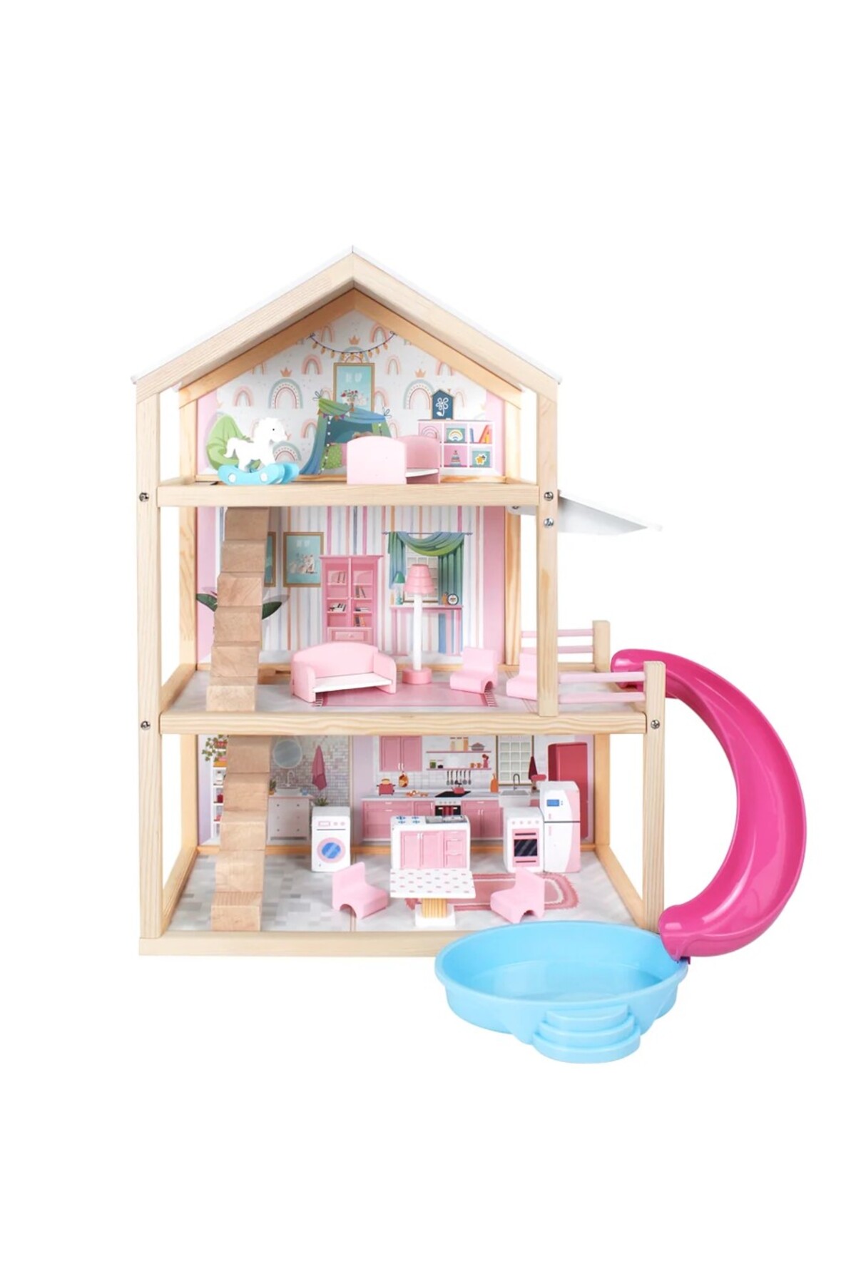 Toysilla Ahşap Oyuncak Kaydıraklı Çocuk Oyun Evi - T2010 fotoğrafı 3 (önizleme)