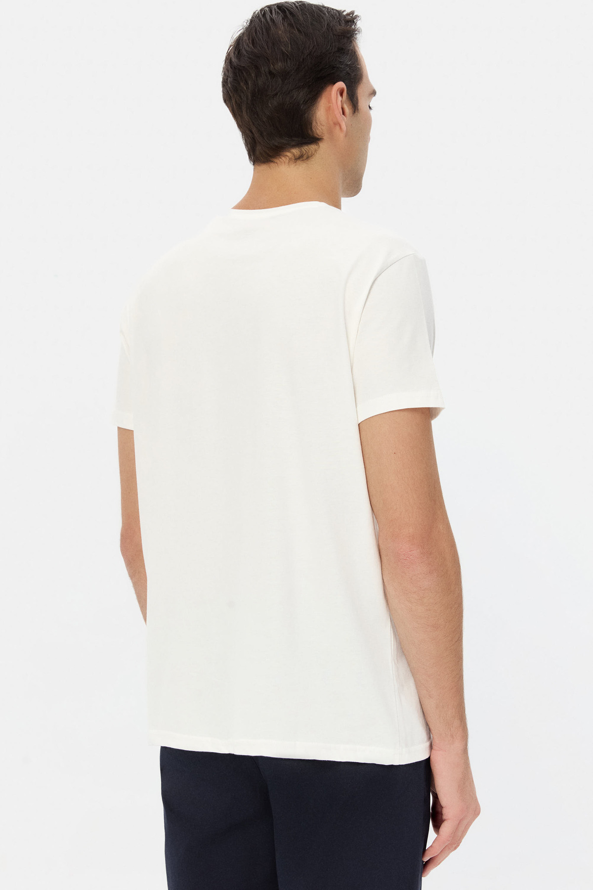 D'S Damat Ds Damat Slim Fit Beyaz Bisiklet Yaka %100 Pamuklu Nefes Alabilen T-Shirt görsel 3