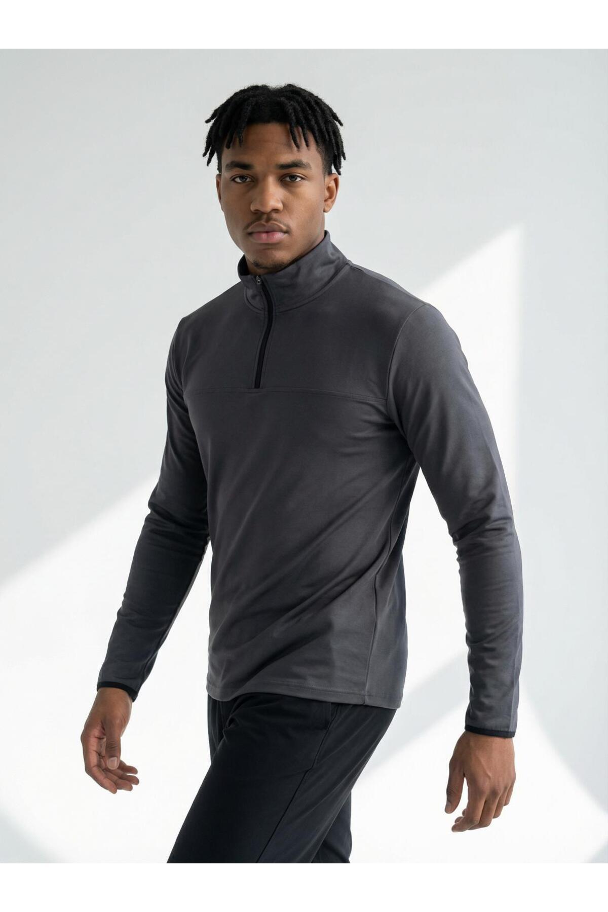 CLAW UP WORK SCUBA HALF ZIP SWEAT | GRAPHITE (Slim Fit Yarım Fermuarlı Scuba Sweatshirt) görsel 3