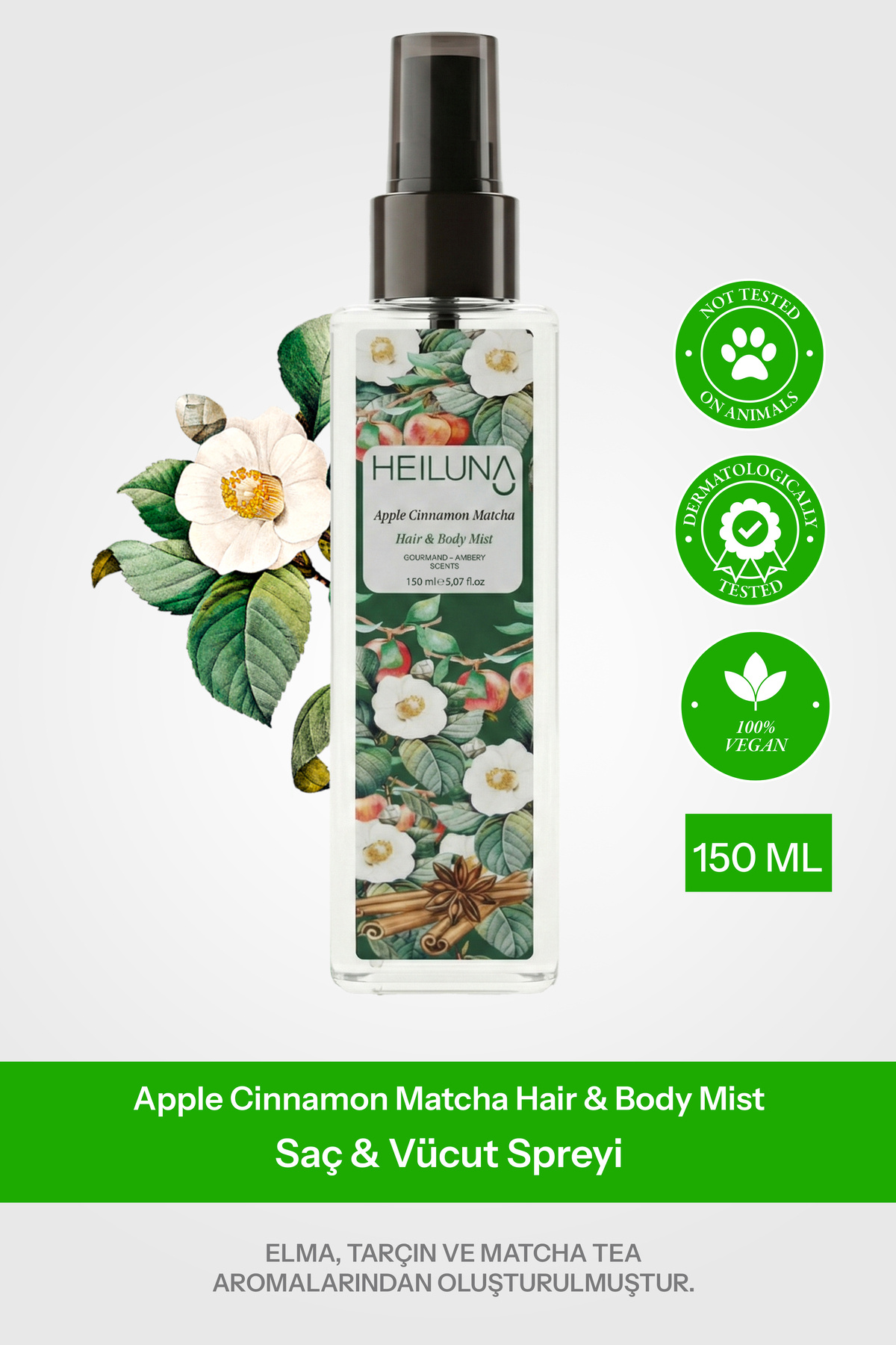 Heiluna Apple Cinnamon Matcha Saç ve Vücut Spreyi 150 ml