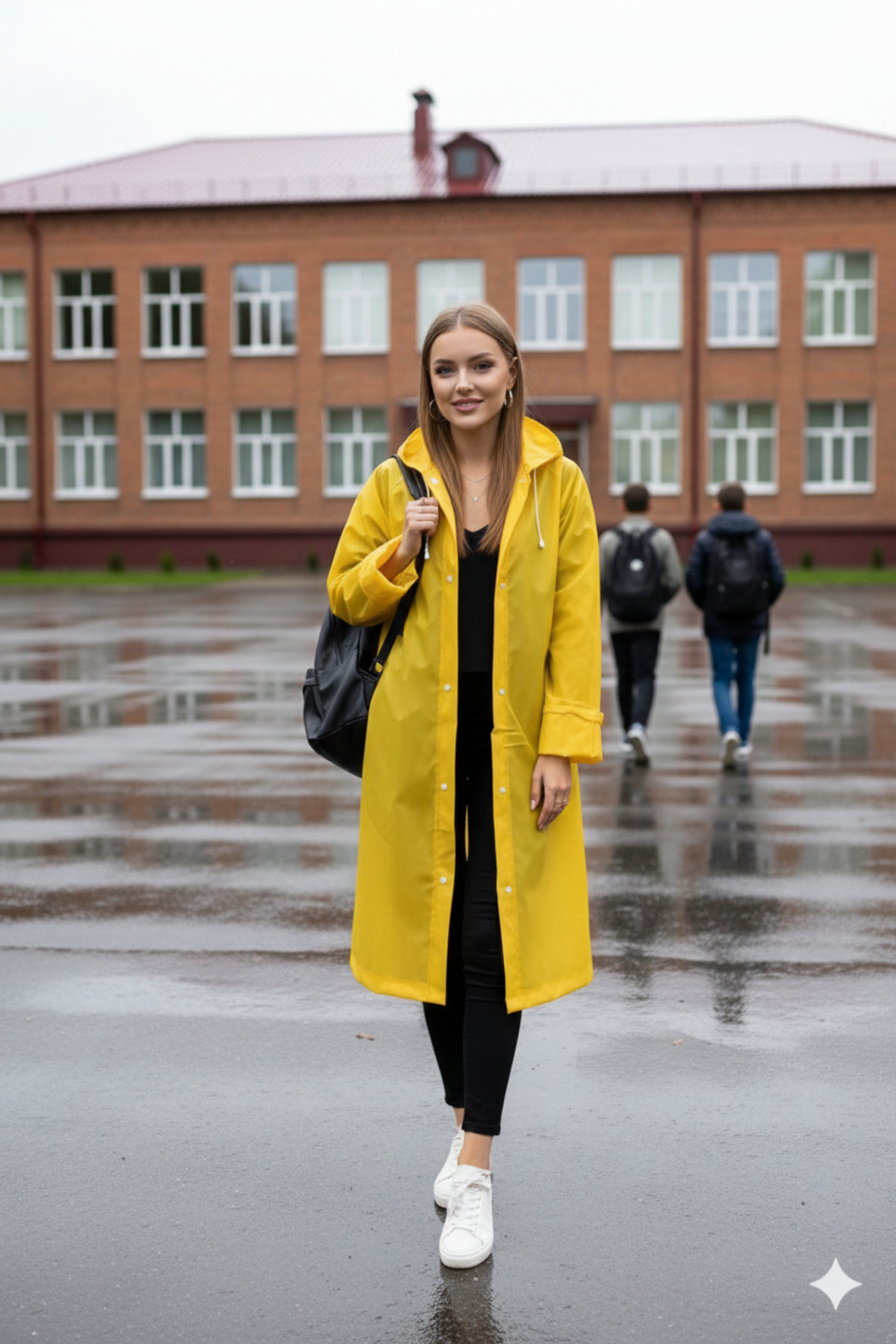 İMEXTECH  Unisex Sarı Eva Kumaş Su Rüzgar Geçirmez Yağmurluk Taraftar Yağmurluğu - Görsel 2