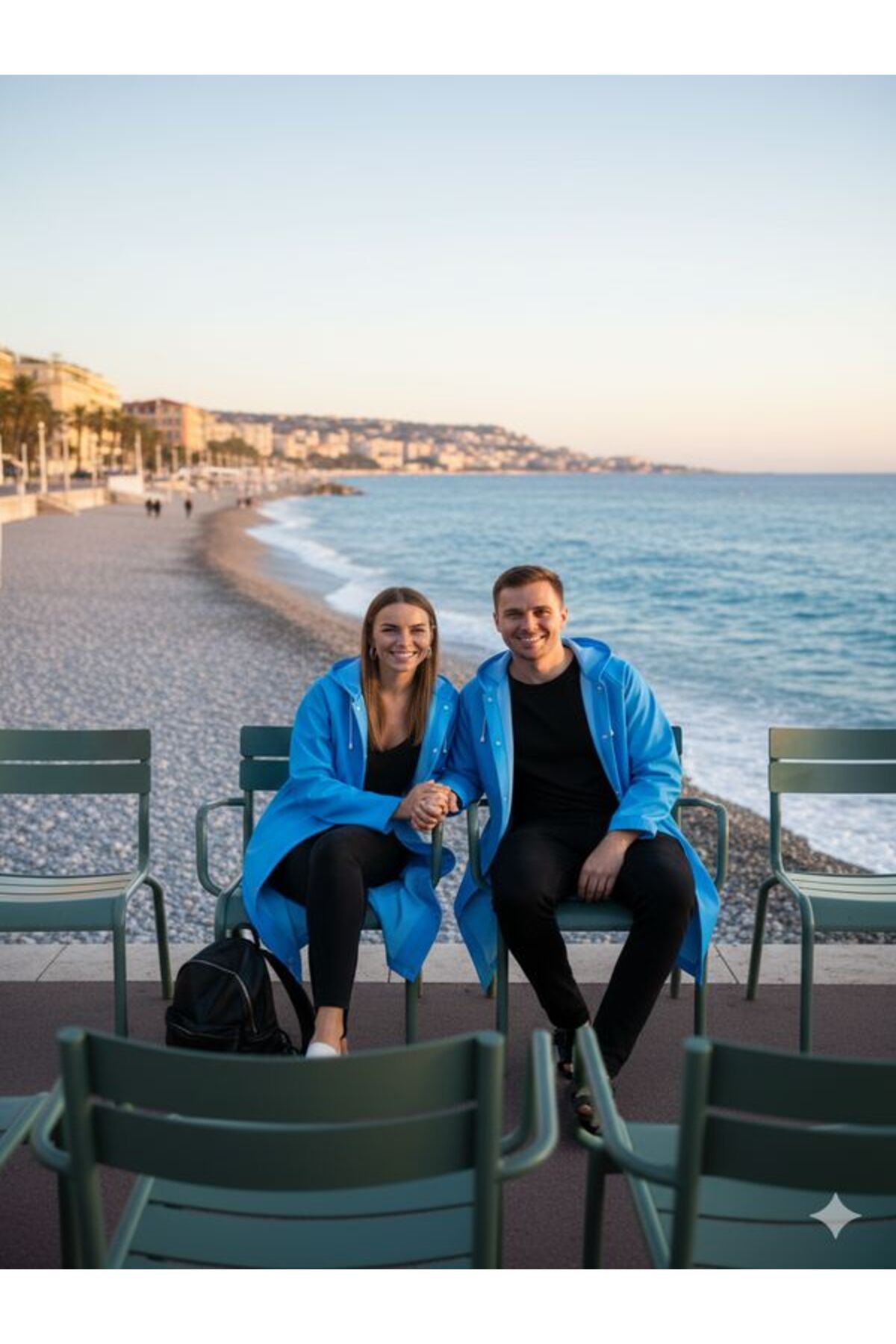 İMEXTECH  Unisex Açık Mavi Eva Kumaş Su Rüzgar Geçirmez Yağmurluk Taraftar Yağmurluğu - Görsel 4