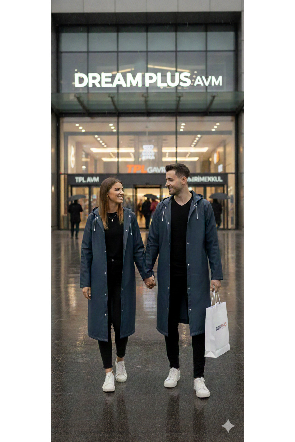 İMEXTECH  Unisex Lacivert Eva Kumaş Su Rüzgar Geçirmez Yağmurluk - Görsel 6