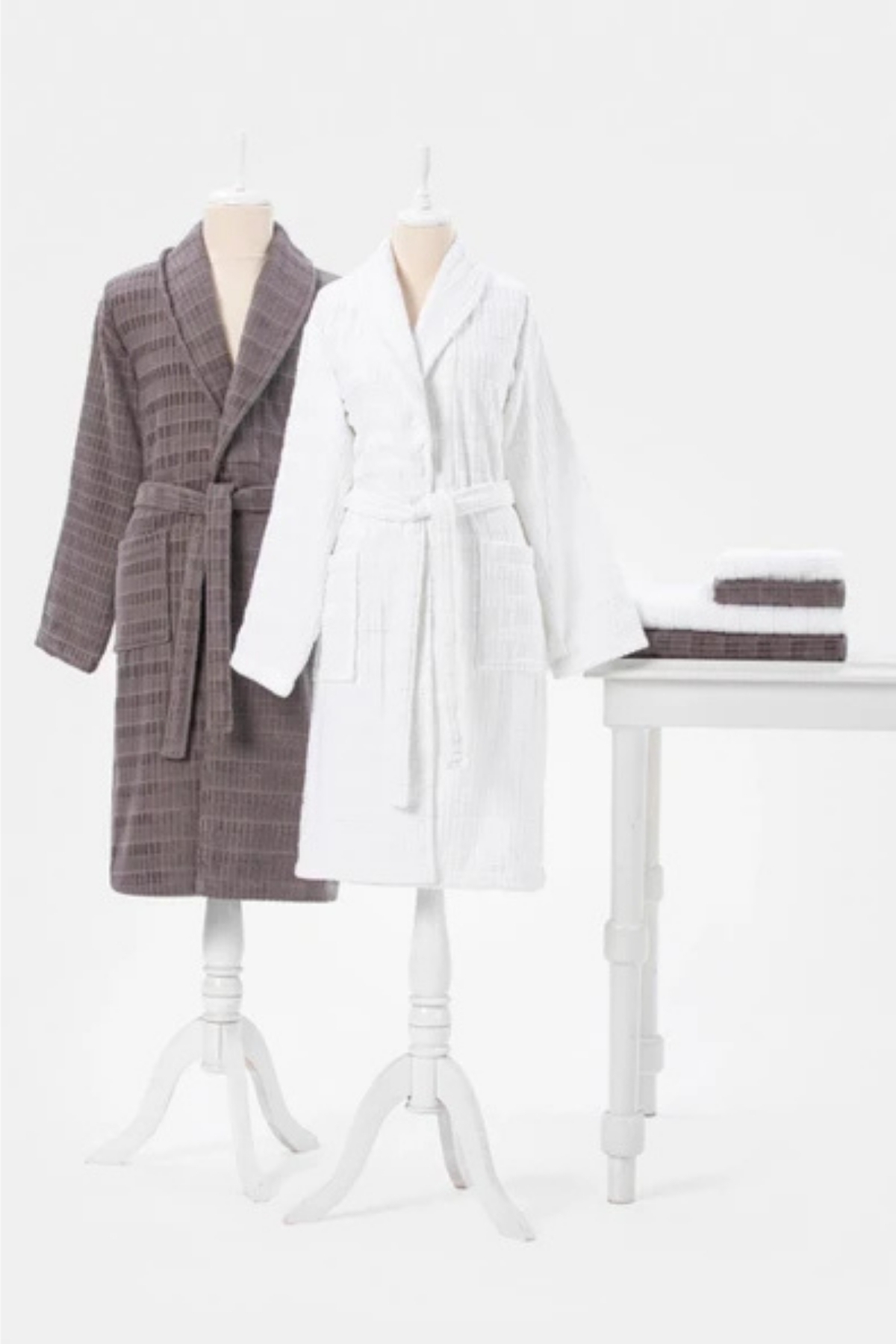 Land Family Bathrobe Set White-K.Grey