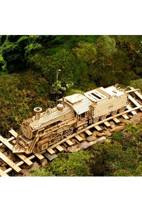 Robotime Ahşap Tren Maket- 3 D Puzzle - Yapboz