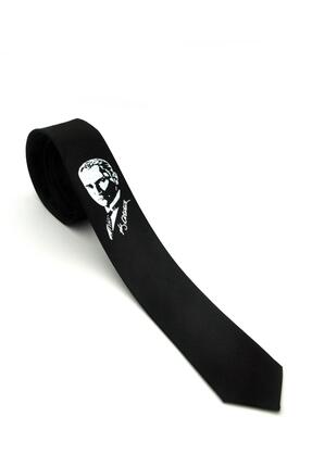 Gaffy Çocuk Boy Atatürk ve İmza Baskılı Saten Siyah Kravat - CK-29