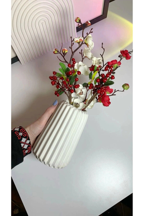 HEİGMANN Çizgili Vazo Pampas vazosu Yapay çicek kuru çiçek vazosu