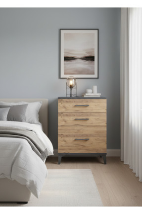 Dienni Kronos Komodin 3 Çekmeceli 60x59x80 Antrasit-Çam