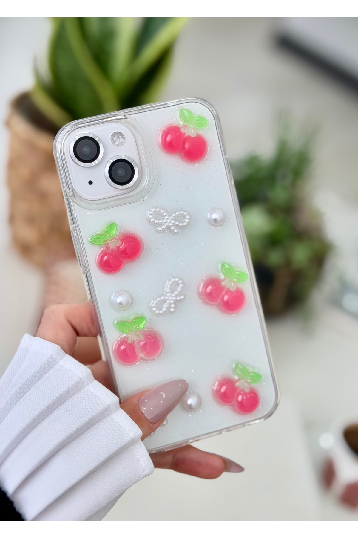 Iphone 13 - 14 & 15 Compatible PEARL CHERRY Toy Design Flexible Silicone Case