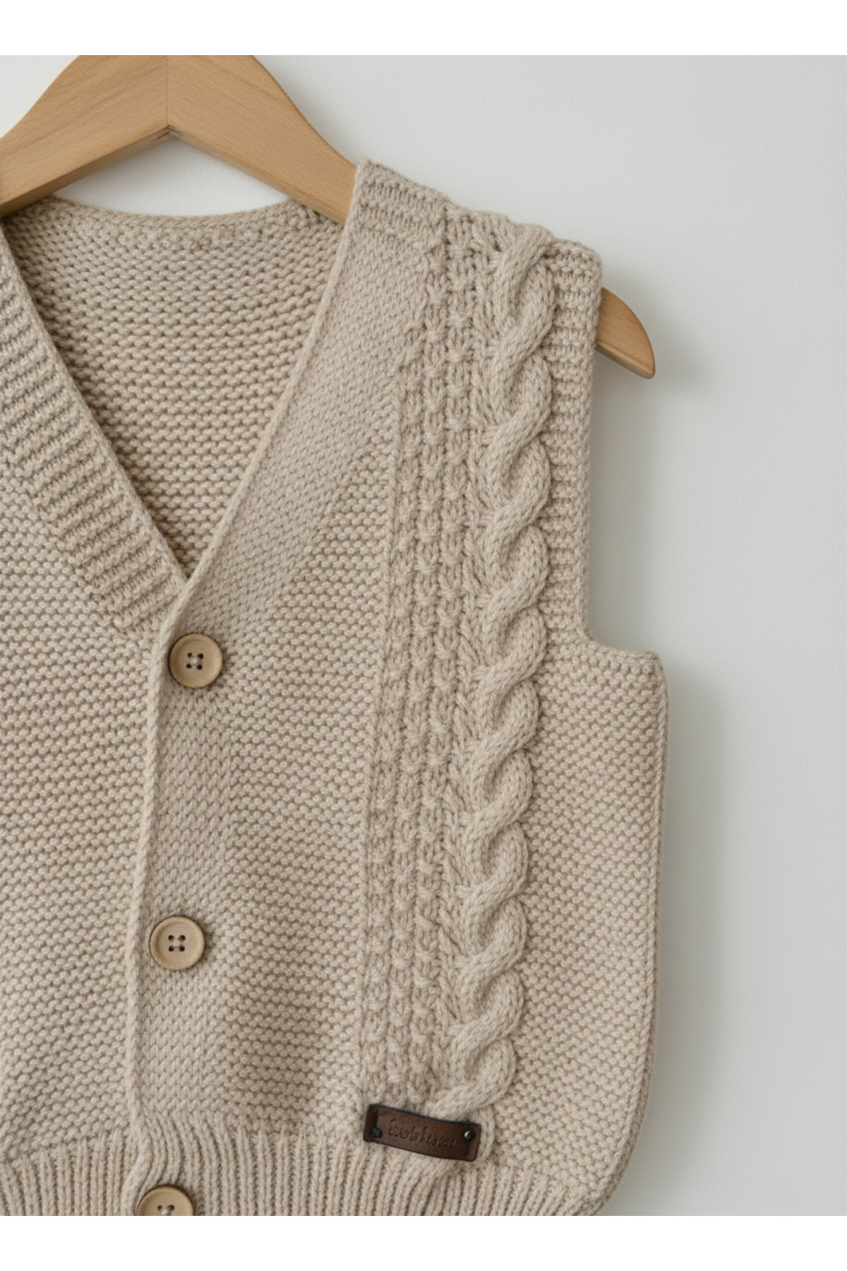 Bebemio Boutique Örgü Erkek Bebek Yeleği 2'li Düğme Detaylı Triko Kumaş fotoğrafı 4 (önizleme)