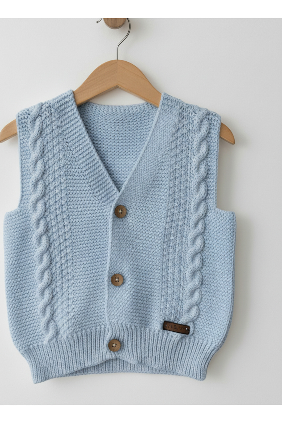 Bebemio Boutique Örgü Bebek Yeleği Unisex Düğme Detaylı Triko/Akrilik Kumaş fotoğrafı 2 (önizleme)