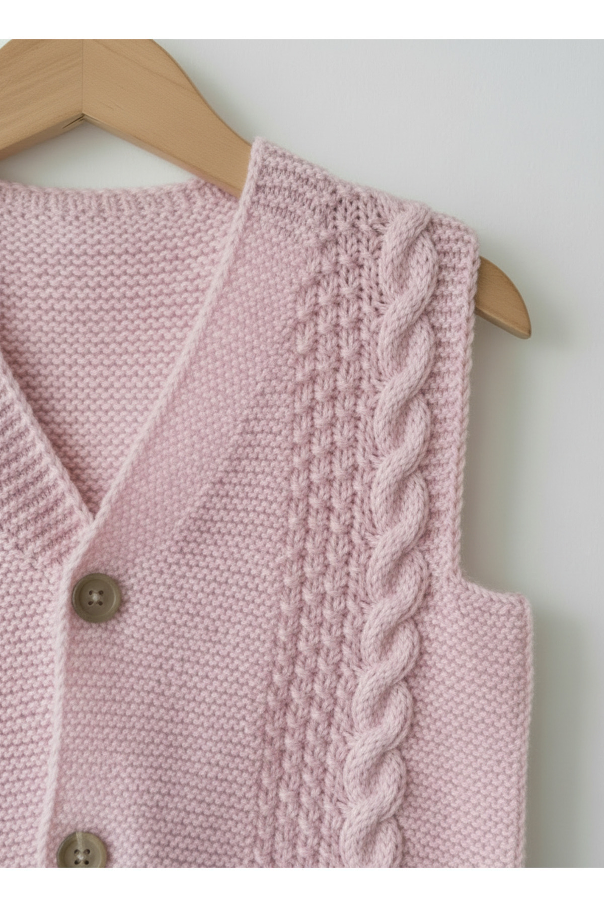 Bebemio Boutique Örgü Bebek Yeleği Unisex Düğme Detaylı Triko/Akrilik Kumaş fotoğrafı 3 (önizleme)