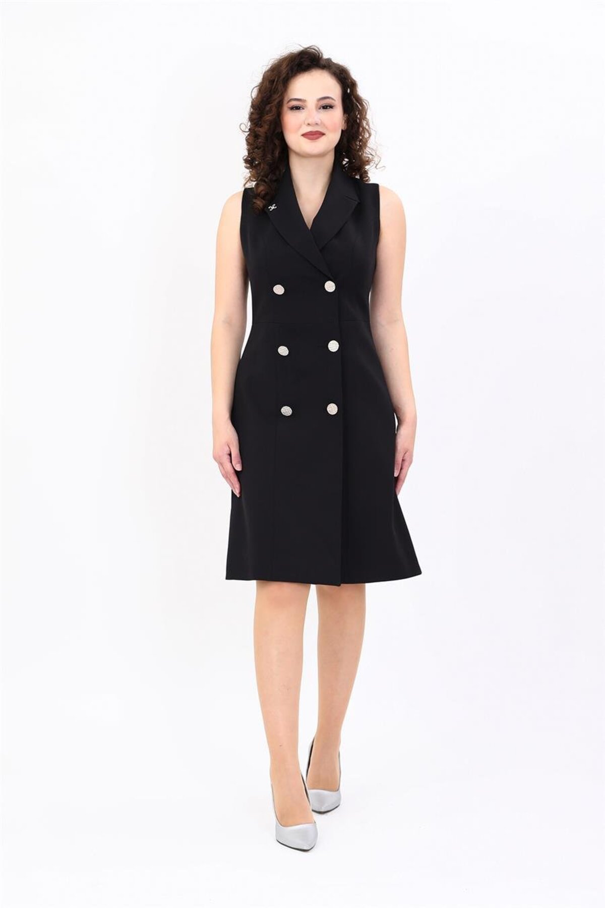 Sleeveless Bell Jacket Dress -Black