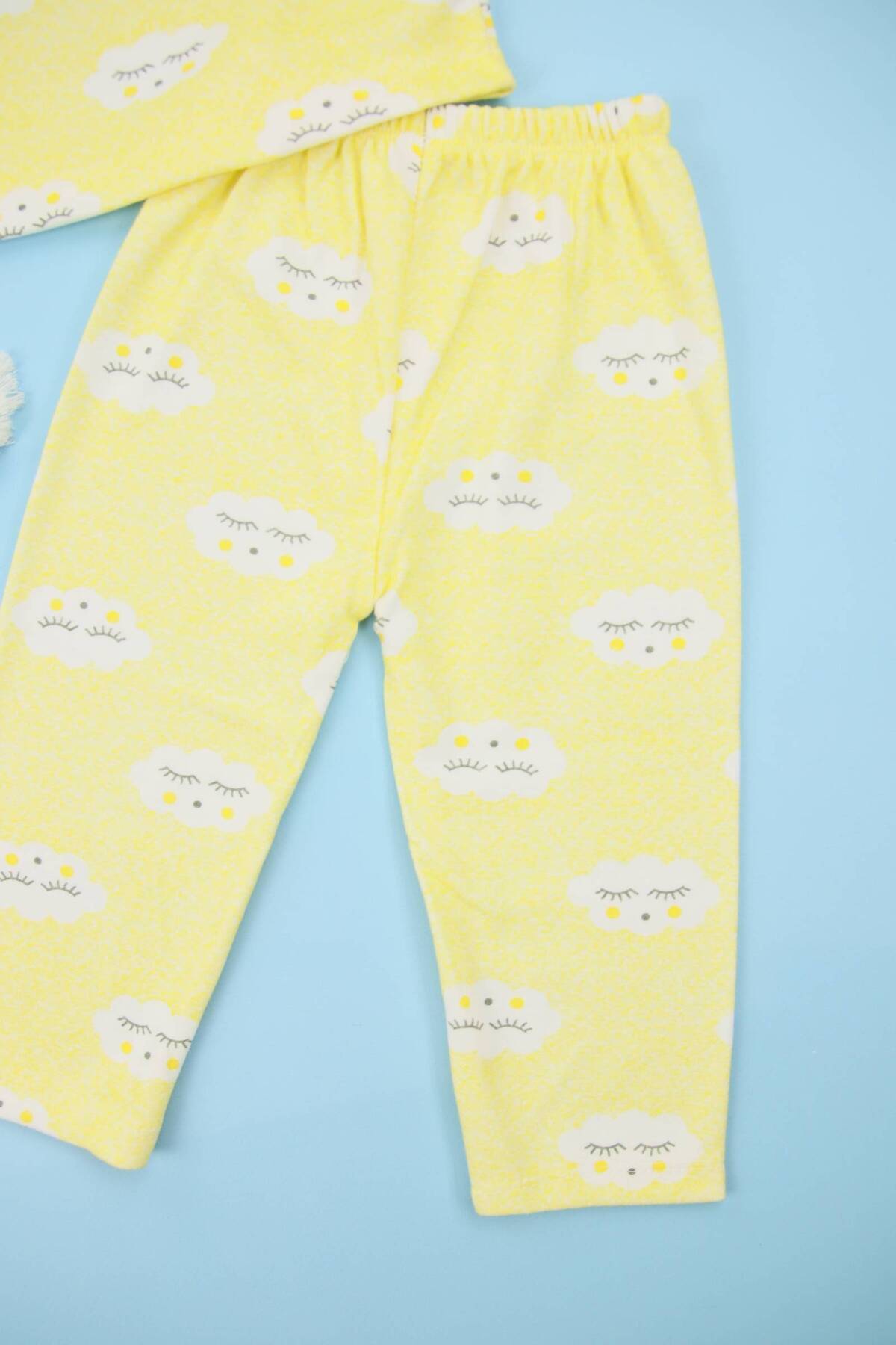 Lindakids Bulut Desenli Pamuklu Sarı Alt Üst Bebek Pijama Takımı fotoğrafı 5 (önizleme)