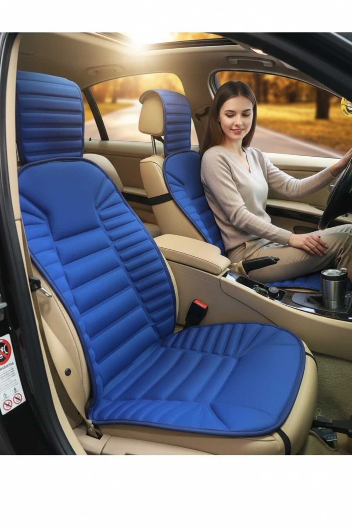 Cartex Fiat Egea Uyumlu Mavi Koltuk Kılıf Koruyucu Minderi Ön 2li Minder Ortopedik Lüks fotoğrafı 2 (önizleme)