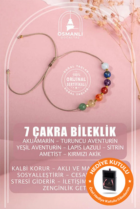 OSMANLI DOĞAL TAŞ Orijinal & Sertifikalı Özel Tasarım 7 Çakra Bileklik Kutulu...