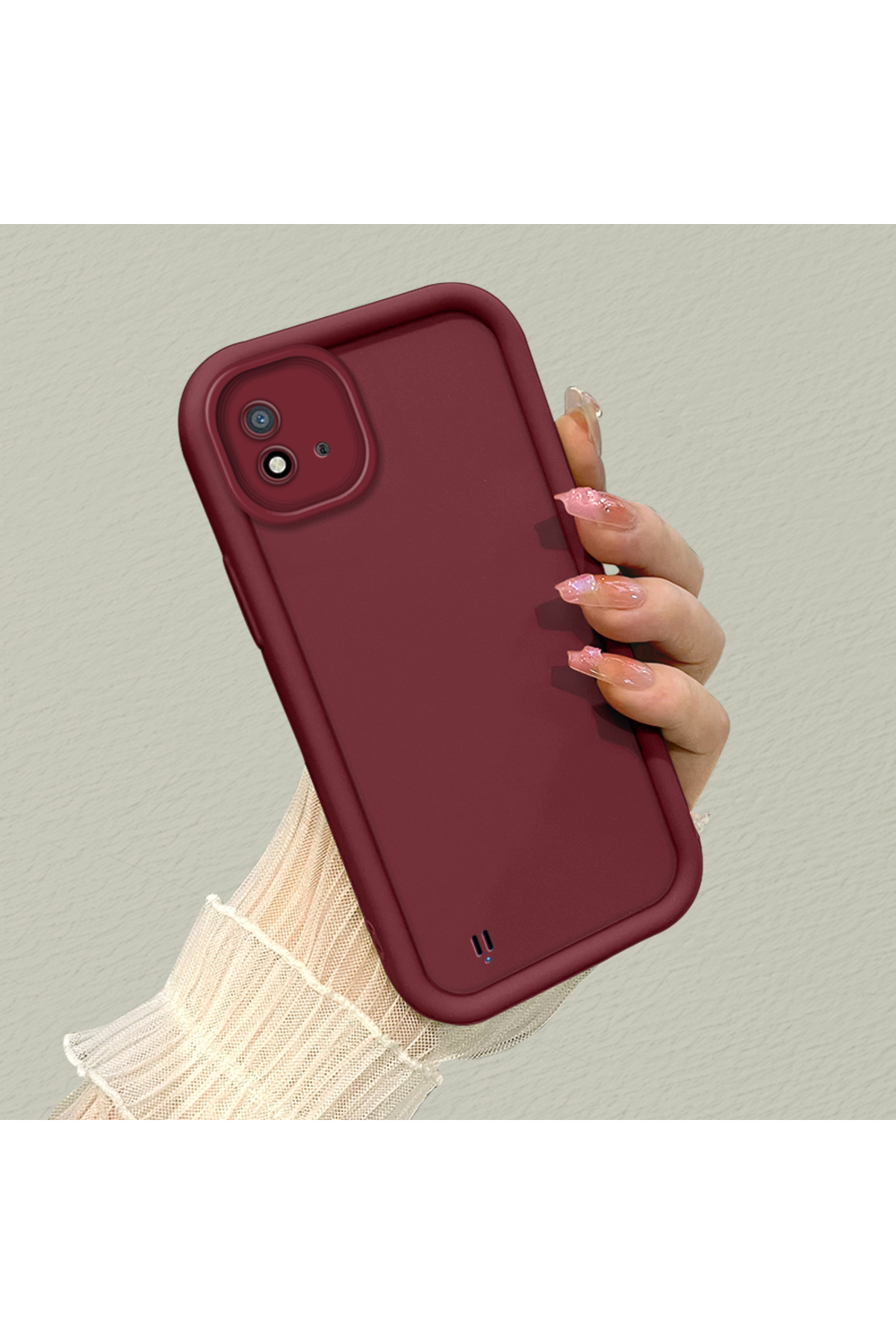 Realme C11 2021 Compatible Silicone Material Shockproof Simple Burgundy Color Case