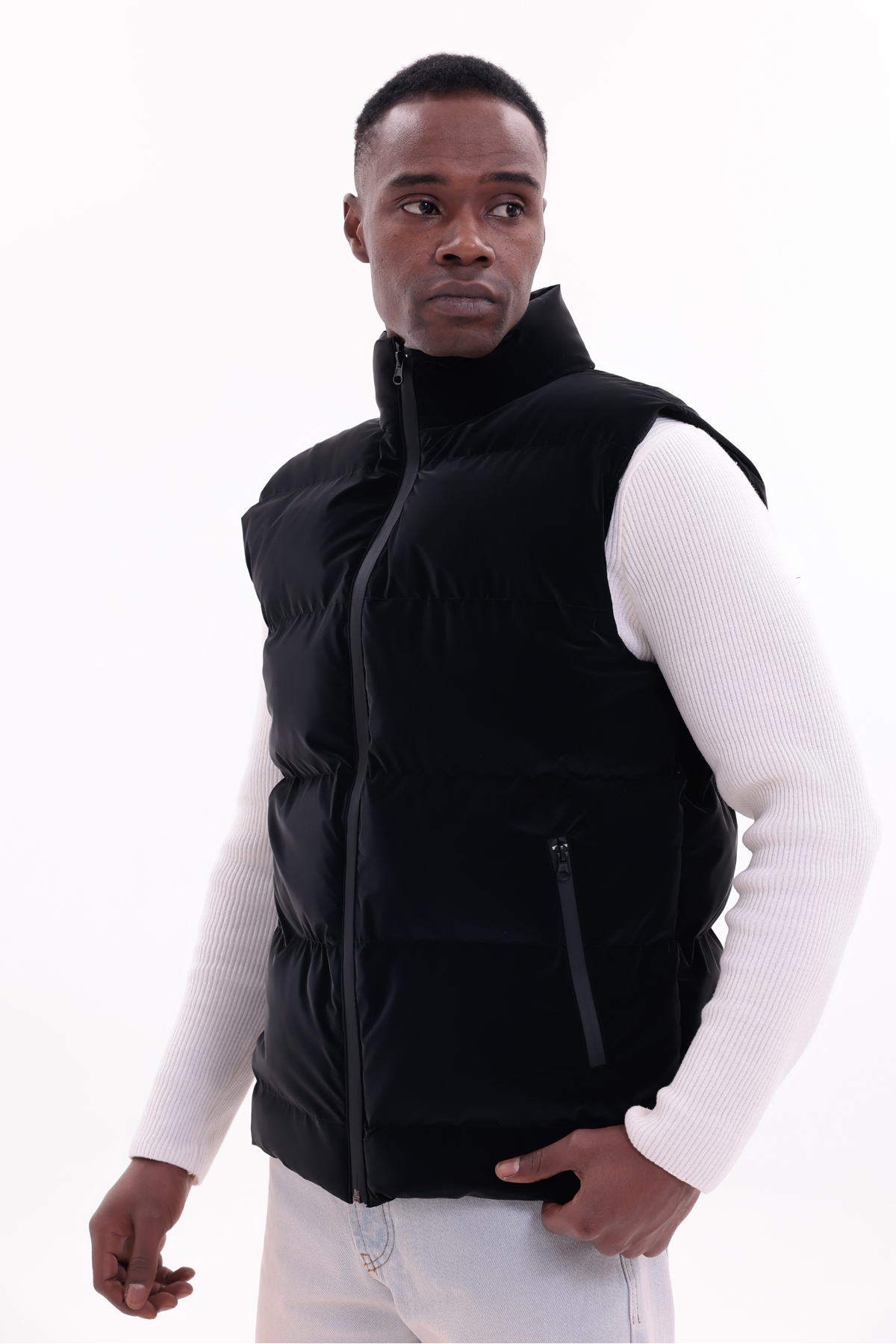 freemen  Erkek Nova Kumaş Şişme Yelek Hafif Dolgulu Fermuarlı Cepli Su İtici Rahat Kalıp - Görsel 3